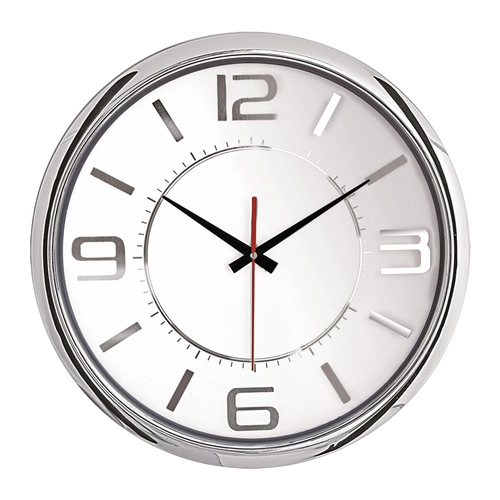 HELLEN404 BEYAZ-GÜMÜŞ METALİZE ÇERÇEVE DUVAR SAATİ (420MM)