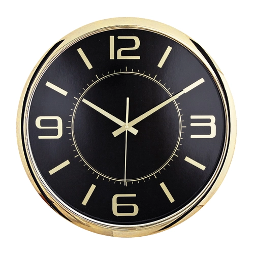 HELLEN404 SİYAH-ALTIN METALİZE ÇERÇEVE DUVAR SAATİ (420 MM)