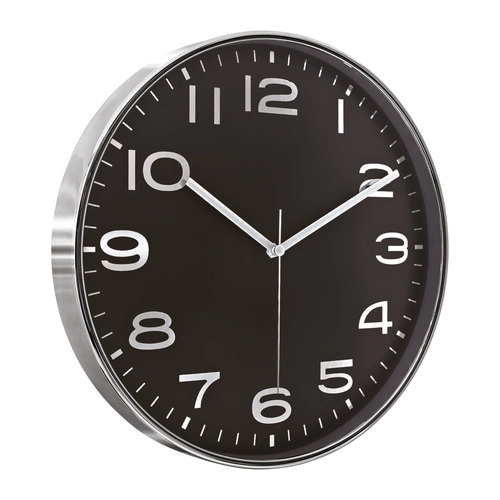 HADES406 SİYAH-GÜMÜŞ METALİZE ÇERÇEVE DUVAR SAATİ(380 MM)