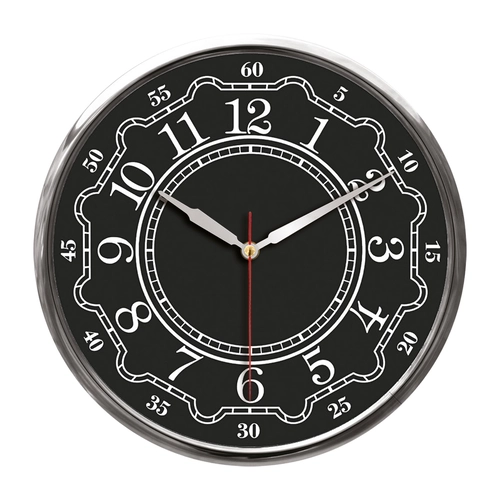 THOR707 SİYAH-GÜMÜŞ METAL ÇERÇEVE DUVAR SAATİ (320MM)